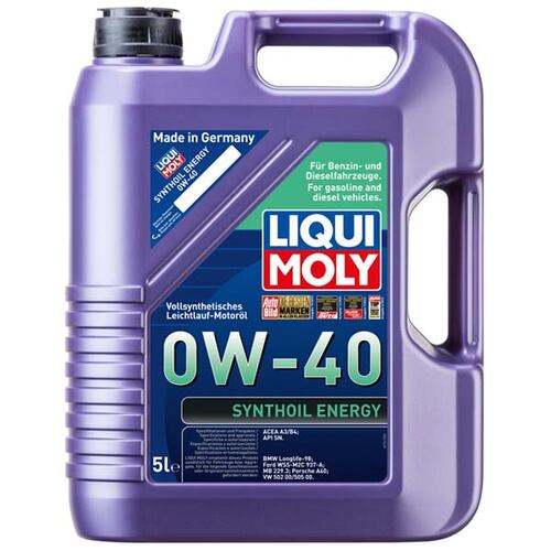 Aceite Sintético 0W40 Liqui Moly Synthoil Energy, 100% Sintético, 5 L