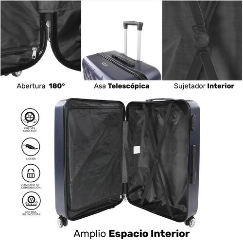 Set Juego 4 Maletas Viaje Resistentes 4 Ruedas 360 Premium Gris
