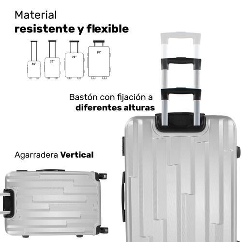 Set 4 Maletas Equipaje Ultra Resistente Ruedas 360 Plata