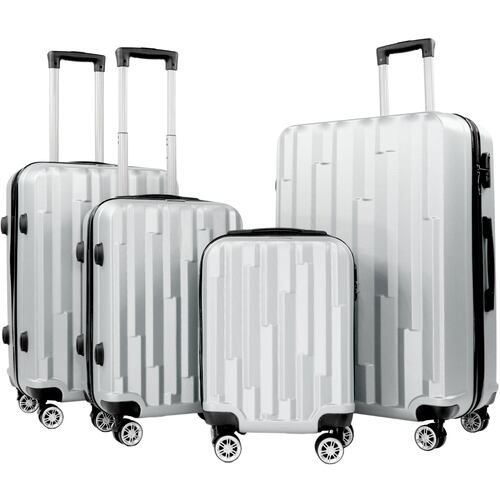Set 4 Maletas Equipaje Ultra Resistente Ruedas 360 Plata