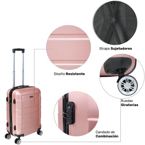 Set Maletas Rigidas Viaje Ultra Resistentes Rose Gold 3pz.