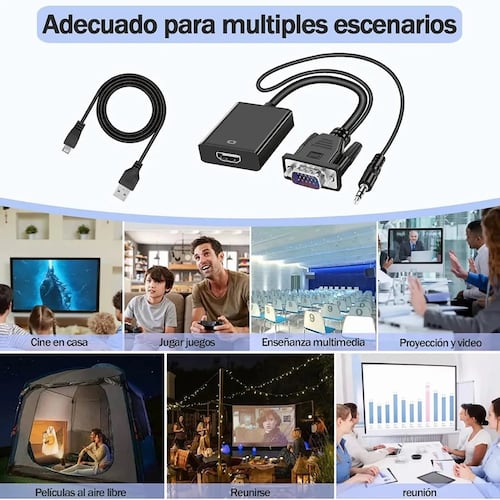 Convertidor Video Vga A Hdmi Audio Adaptadores Full Hd 1080p