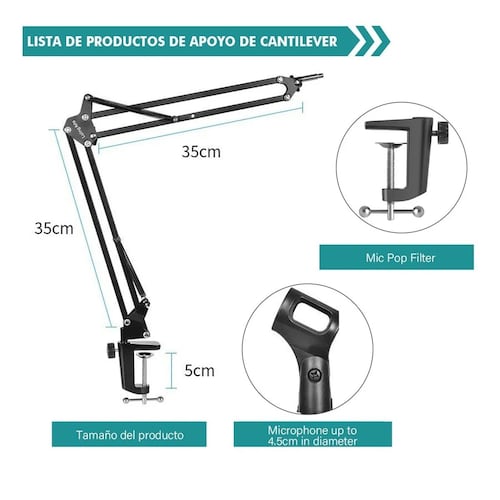 Soporte Brazo Microfono Condensador Para Estudio Grabación