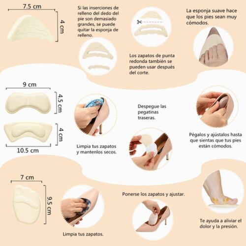 20 Almohadillas De Tacón Alto Relleno De Dedos Ajustables