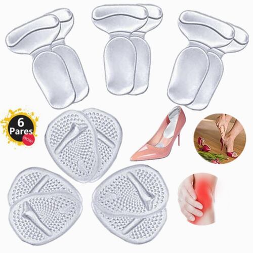 6 Piezas de Almohadillas Tacón Y Plantilla De Gel Alivia El Dolor Transparente