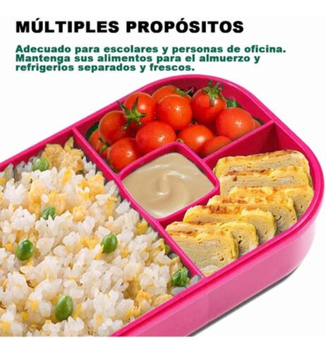 Lonchera Bento Box 1300ml 4 Compartimentos A Prueba De Fugas Rosa Chicle