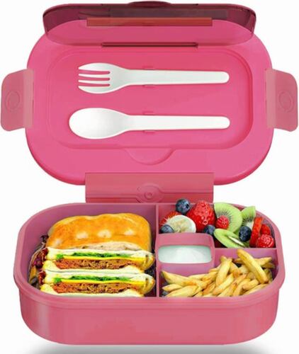 Lonchera Bento Box 1300ml 4 Compartimentos A Prueba De Fugas Rosa Chicle