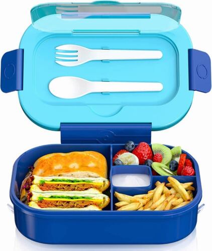 Lonchera Bento Box 1300ml 4 Compartimentos A Prueba De Fugas Azul
