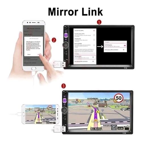 Auto Estereo Mirror Link De 7in, 7018b Con Bluetooth Para Auto, Cámara de reversa gratis.