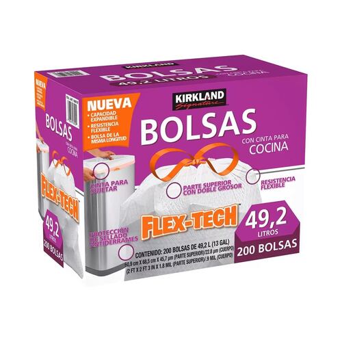 Bolsas De Plástico Con Cinta 200 Pzas 13 Gal Kirkland