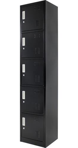 Locker Negro Metalico 5 Puertas Casilleros Oficina Cerradura