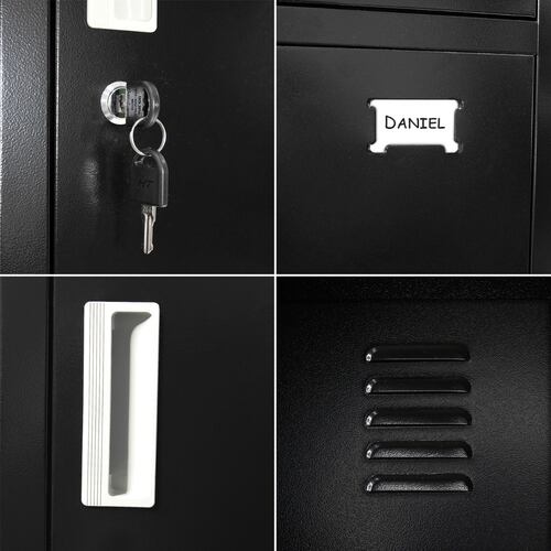 Locker Negro Metalico 5 Puertas Casilleros Oficina Cerradura