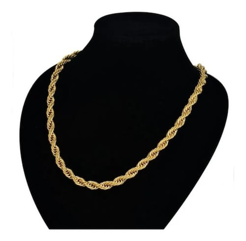 Cadena Torsal 3/4mm Acero Inoxidable Hombre Collar 60cm L Dorado