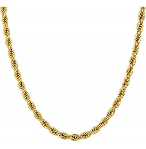 Cadena Torsal 3/4mm Acero Inoxidable Hombre Collar 60cm L Dorado