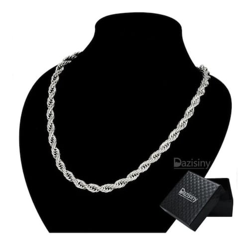 Cadena Torsal 3/4mm Acero Inoxidable Hombre Collar 60cm L Plateado