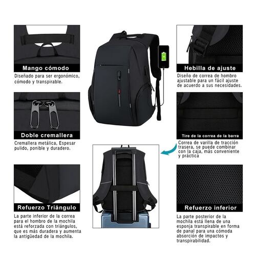 Mochila De Gran Capacidad Con Cargador Usb
