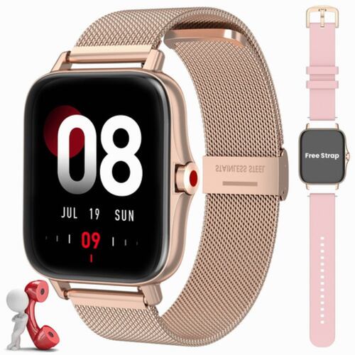 Reloj Inteligente Deportivo Bluetooth, Smartwatch Para Mujer Dorado