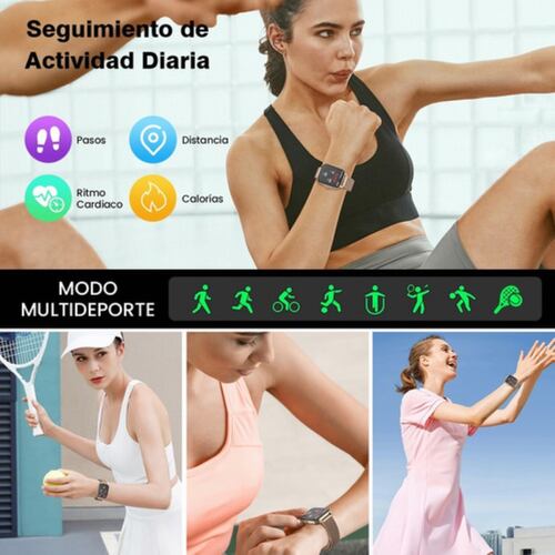 Reloj Inteligente Deportivo Bluetooth, Smartwatch Para Mujer Dorado