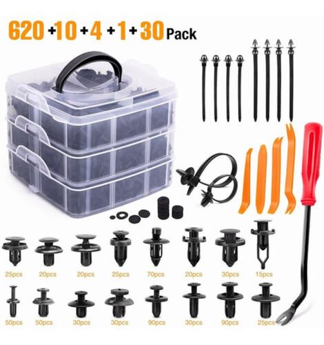 Kit De Remaches Y Clips De Plástico Para Auto 635 Piezas