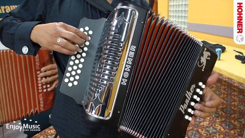 HOHNER A4840 Acordeon Diatonico "Panther" FA-SIB-MIB 31 Botones Y 12 Bajos Negro