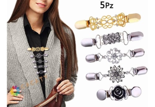 Prendedores Y Broches Retro Cardigan Suéter Chal 5 Pzas Estilo 2