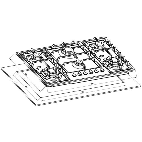 Parrilla A Gas Empotrable Eb 6 Quemadores Acero Eb-483a
