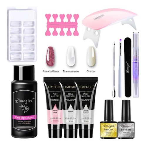 Kit Uñas Polygel, Tips y Lampara Led  Geles 01