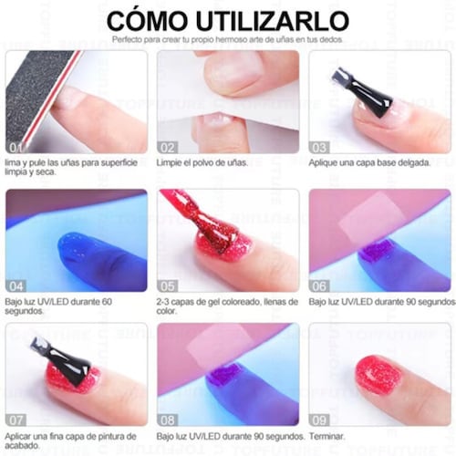 Kit Uñas Polygel, Tips y Lampara Led  Geles 01