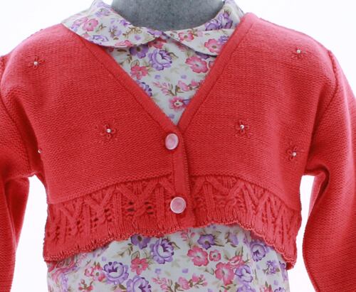Sueter Niña Bolero Tejido Color Coral 3089 1 a 16 Años.