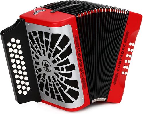 Acordeon Hohner Diatonico en Sol Compadre Rojo con Funda