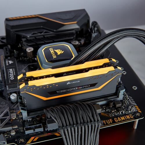 Memorias Ram DDR4 Corsair Vengeance RGB PRO TUF 3200MHz 16GB PC4-25600 Kit 2x8 Negras CMW16GX4M2C3200C16-TUF.
