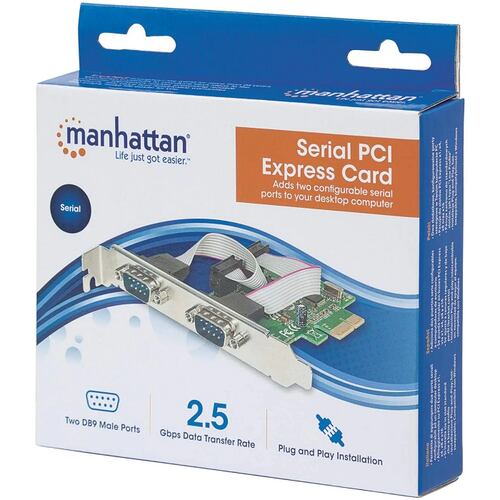 Tarjeta PCI Express Con 2 Puertos Serial DB9 Manhattan 152082.