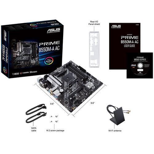 Tarjeta Madre ASUS PRIME PRIME B550M-A AC 4xDDR4 PCI-E USB3 Socket AM4.