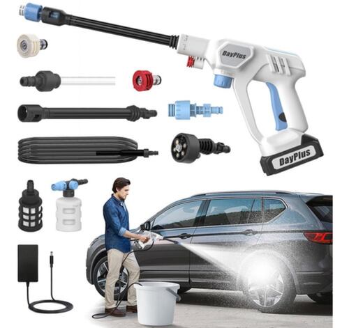 Hidrolavadora Tipo Extensión Portátil Batería De Litio Blanca