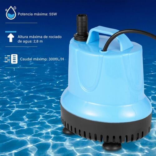 Bomba De Agua Sumergible Fuente Para Acuario Peceras 3000/h Azul Con Negra