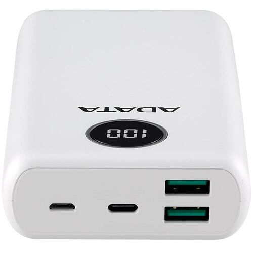 Bateria Adata P20000QCD 20000mAh Blanco USB Power Bank Cargador Portatil AP20000QCD-DGT-CWH.