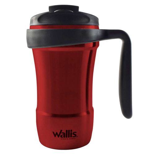 Taza térmica de acero inoxidable, con tapa rosca, 350 ml,  rojo metálico