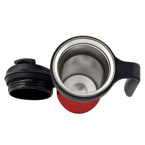 Taza térmica de acero inoxidable, con tapa rosca, 350 ml,  rojo metálico