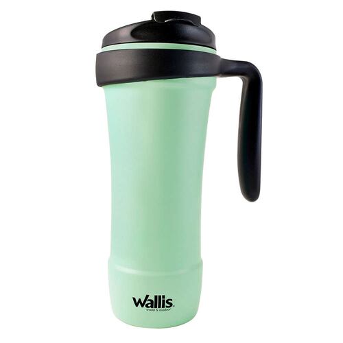 Taza térmica de acero inoxidable, con tapa rosca, 470 ml, verde menta