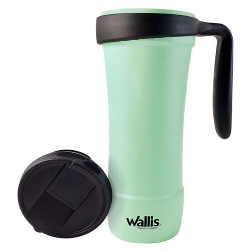 Taza térmica de acero inoxidable, con tapa rosca, 470 ml, verde menta