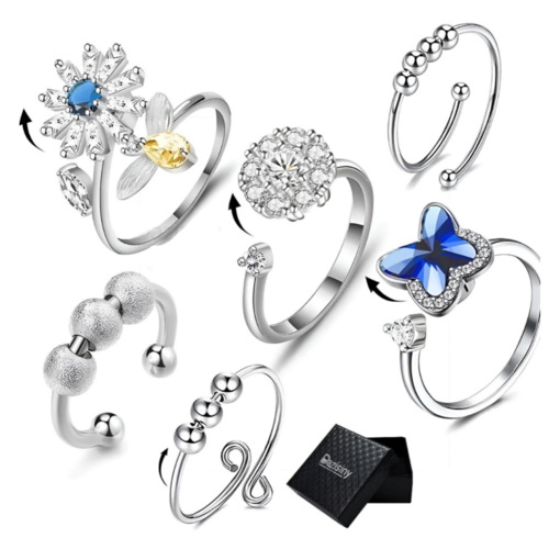 6 Anillo Anti-ansiedad Cuenta Giratorias Anillo De Joyería