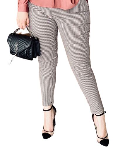 Pantalon De Cuadros Con Detalle Vinipiel Talla Plus Curvy  elastico