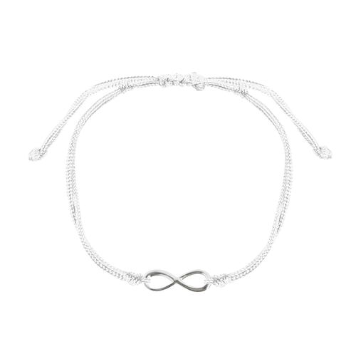 Set con 2 Pulseras de hilo con infinito de plata .925.