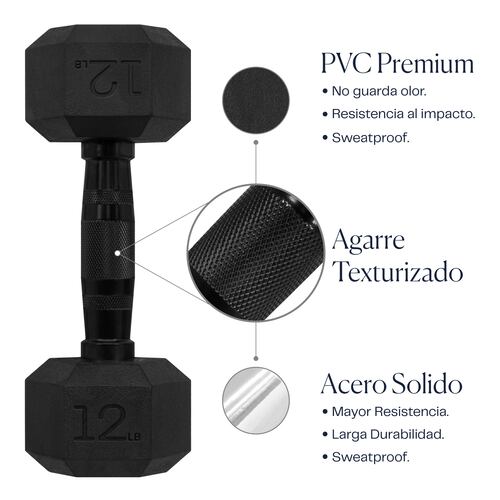 Mancuernas Hexagonal Cromada De 12 Lb 2 Pz