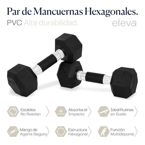 Mancuernas Hexagonal Cromada De 12 Lb 2 Pz