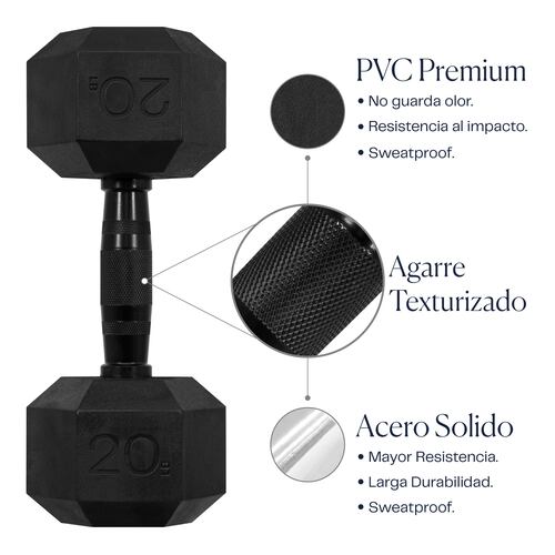 Mancuernas Hexagonal Cromada De 20 Lb 2 Pz