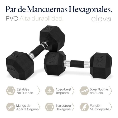 Mancuernas Hexagonal Cromada De 20 Lb 2 Pz