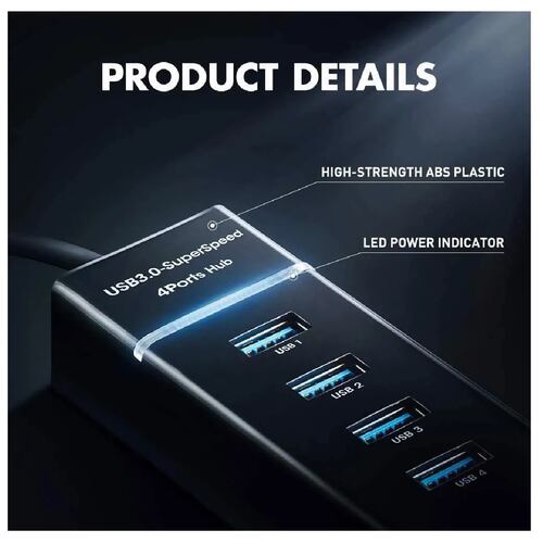 Hub Usb 3.0 4 Puertos Expansor Multi Para Laptop Pc 4 En 1