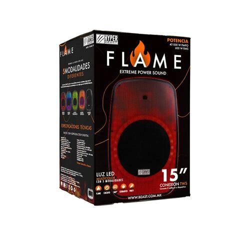 Bocina Bafle Bluetooth 15" Hyper Beast FLAME 600W RMS Luz