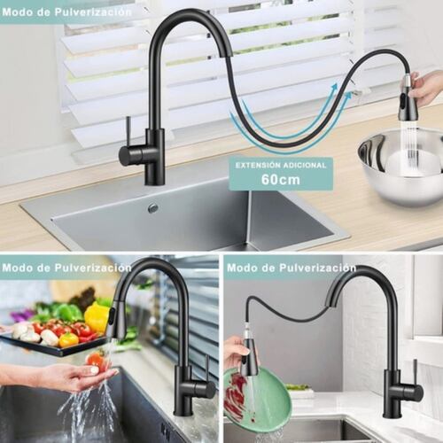Grifo Mezclador Para Fregadero Flexible  Negro
